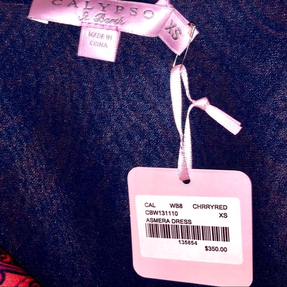 SILK Calypso St Barth  $350 XS Red Navy Romper Dress - Picture 5 of 9